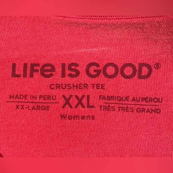 Life Is Good Brick Red Short Sleeve T-Shirt with Dog Theme XXL - Picture 2 of 3